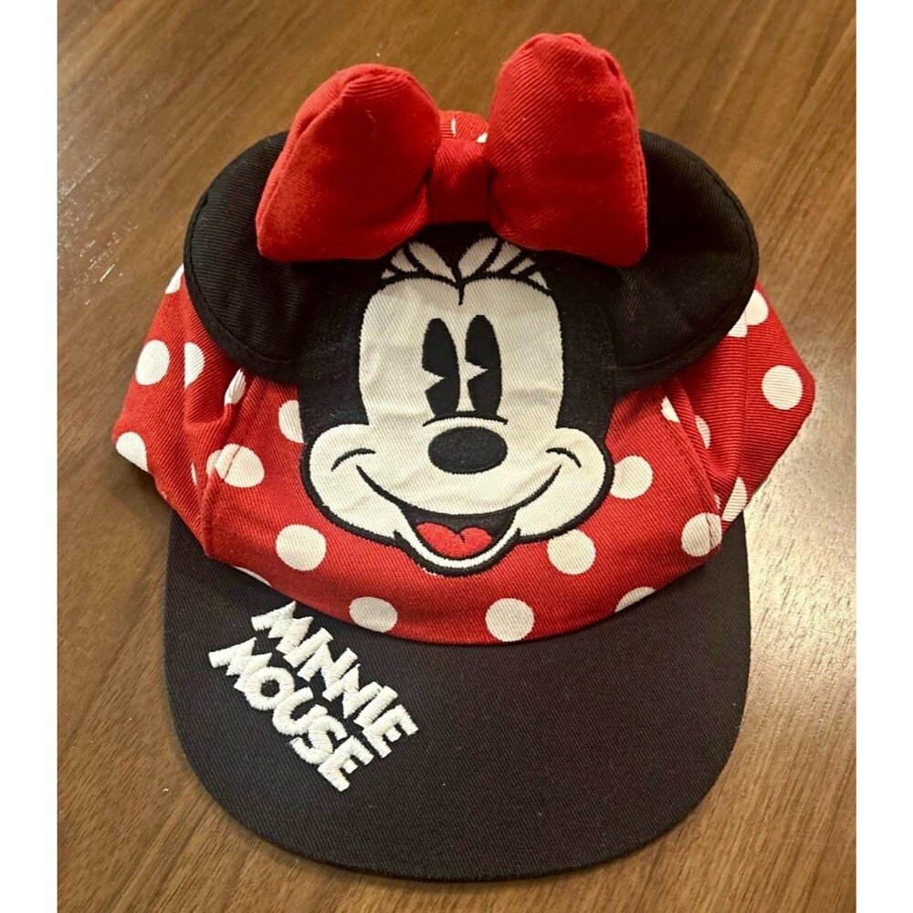 Disney Parks Minnie Mouse Infant 49cm Baseball Cap Red/Black Polka Dot Bow